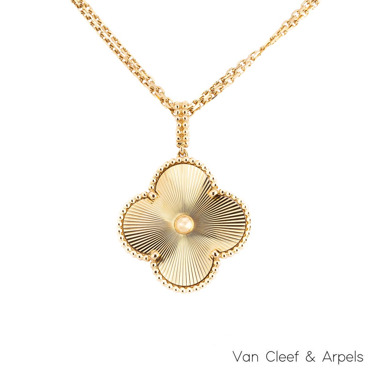 Van Cleef & Arpels Yellow Gold Guilloche Magic Alhambra Necklace VCARP4KO00 Van Cleef & Arpels Yellow Gold Guilloche Magic Alhambra Necklace VCARP4KO00